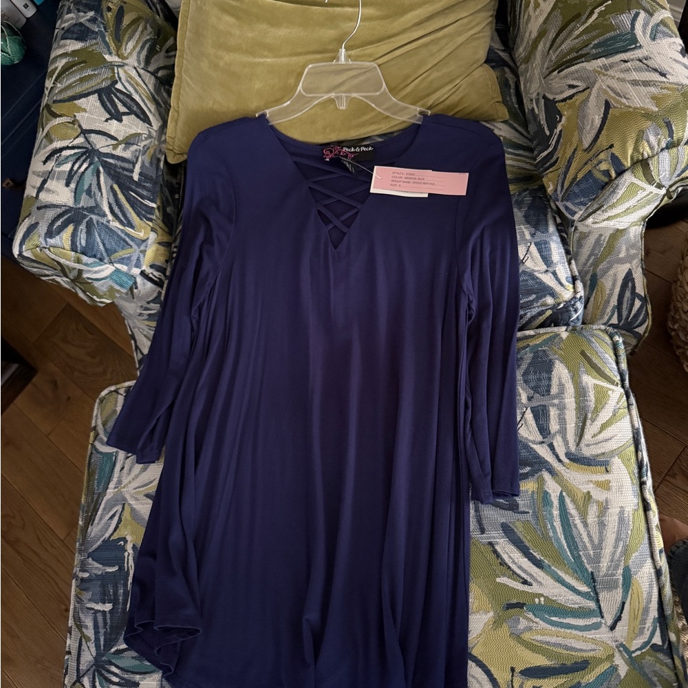 Navy Blue Crisscross Neck Tunic
